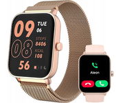 SMARTWATCH ZEGAREK PROSTOKĄTNA KOPERTA 1,8'' WIADOMOŚCI SPORT W19 ZŁOTY