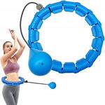 HULA HOP Z OBCIĄŻENIEM SKŁADANY REGULOWANY PIŁKA 36 CM NIEBIESKI