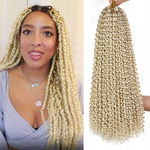 WŁOSY SYNTETYCZNE AFROLOKI KRĘCONE BLOND 60CM 7 SZT. +AKCESORIA GRATIS