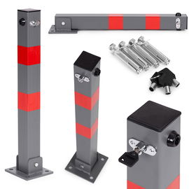 BLOKADA PARKINGOWA SKŁADANA SŁUPEK 60 cm NA KLUCZ ZA ODBLASKOWYMI PASKAMI