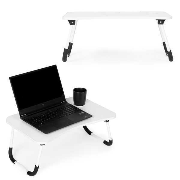 PODSTAWKA POD LAPTOPA TABLET SKŁADANA STOLIK DO ŁÓŻKA 60x40 cm BIAŁY