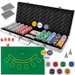ZESTAW DO POKERA KOMPLET  DO GRY POKER 500 ŻETONÓW 2 TALIE KART WALIZKA