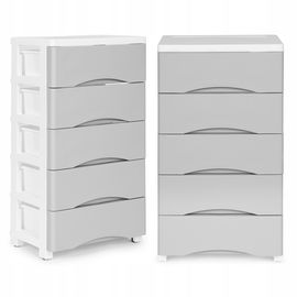 REGAŁ PLASTIKOWY SZAFKA Z 5 WYSUWANYMI SZUFLADAMI NOGI Z KÓŁKAMI