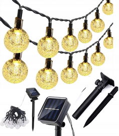 GIRLANDA SOLARNA OGRODOWA LAMPKI SOLARNE 50  LED 7M NA BALKON ŁAŃCUCH KULKI