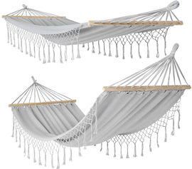 HAMAK OGRODOWY 2 OSOBOWY TURYSTYCZNY 200X150CM Z DRĄŻKIEM FRĘDZLAMI