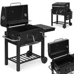 GRILL WĘGLOWY DUŻY OGRODOWY Z POKRYWĄ TERMOMETR PÓŁKI KOŁA DMUCHAWA