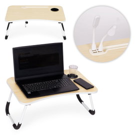 STOLIK PODSTAWKA POD LAPTOPA SKŁADANA TACA 60x40 cm LAMPKA WIATRAK