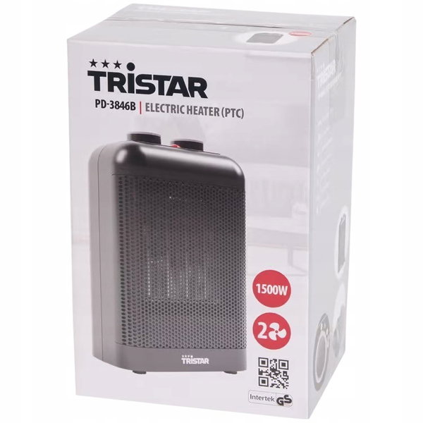 Termowentylator Ceramiczny Grzejnik Farelka 1500W TRISTAR PD-3846B Czarny