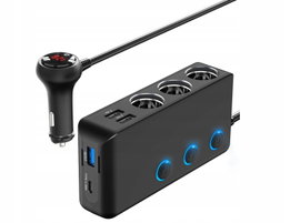 Adapter Qidoe z trzema gniazdami do zapalniczki samochodowej 200 W