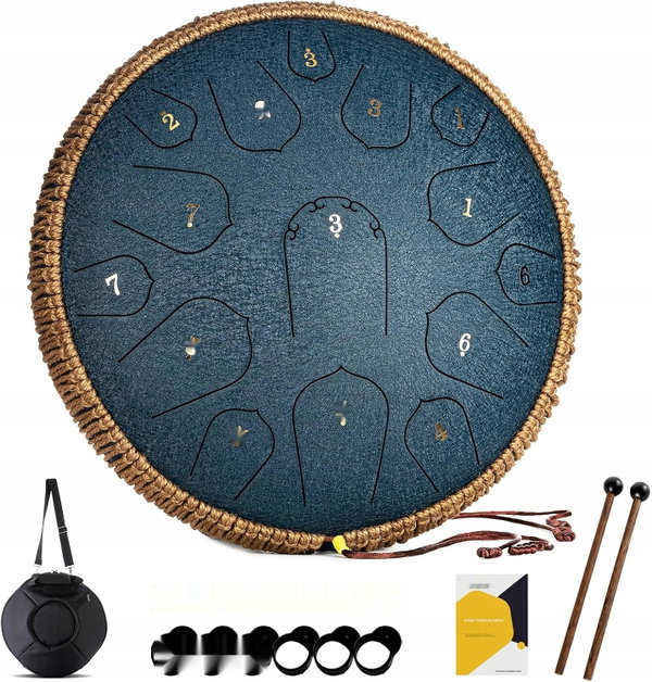 MeloBeat Tongue Drum Handpan 14" 15 Tonów - Zestaw Stalowego Bębna D-dur