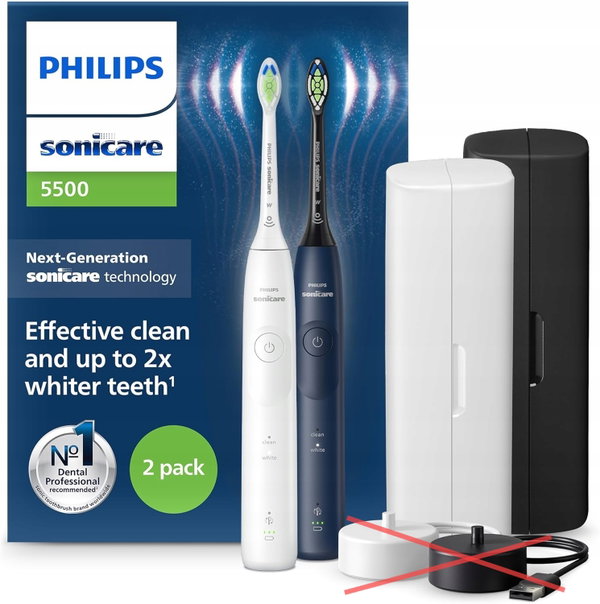 Szczoteczka soniczna Philips Sonicare 5500 HX7119/01 2 szt. biała/granatowa
