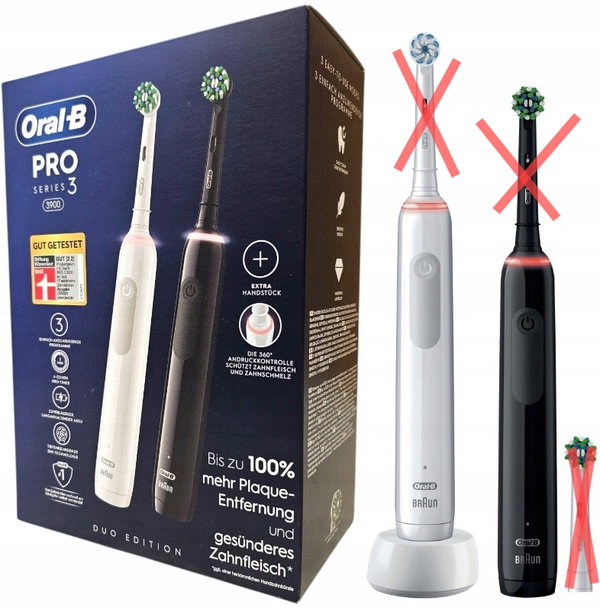 Zestaw szczoteczek rotacyjnych ORAL-B Pro 3 3900 2 sztuki (OPIS)