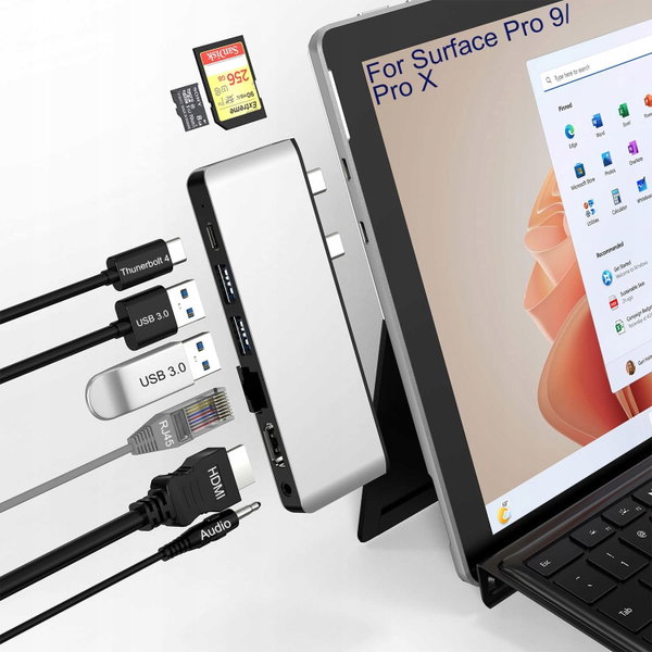 Surface Pro 9/X 7w2 HUB HDMI AUDIO JACK SD/TF USB 3.0