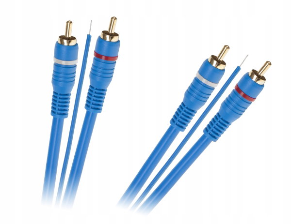 Kabel 2x RCA cinch - 2x RCA + żyła remote 5m do car audio niebieski