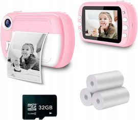 Aparat natychmiastowy (z drukarką) dla dzieci I-Paint P9 różowy + gratis