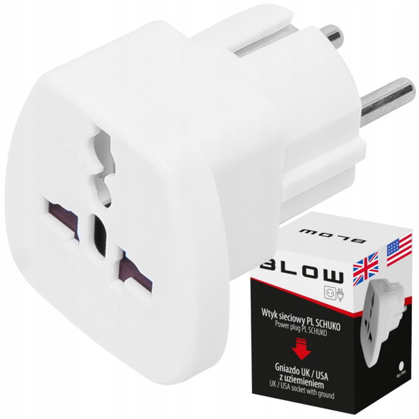 Adapter przejściówka BLOW gniazdko UK USA wtyczka PL EU