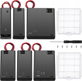 Zestaw 6 koszyków na baterie AA z włącznikiem i kablem + 2 pojemniki DIY