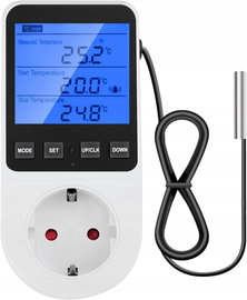 Termostat elektroniczny z sondą, gniazdkiem 230V i podświetleniem Diymore