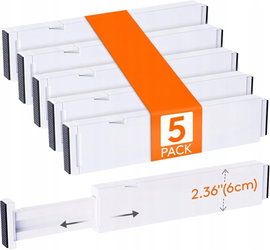 Organizery do szuflad Lifewit 5 sztuk białe długość 28-43 cm wysokość 6 cm