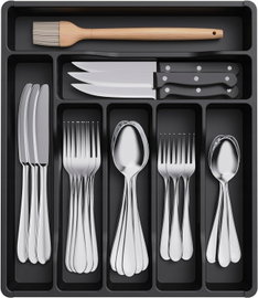 Organizer do szuflady kuchennej na sztućce czarny 36,1x31,2x4,6 cm Lifewit