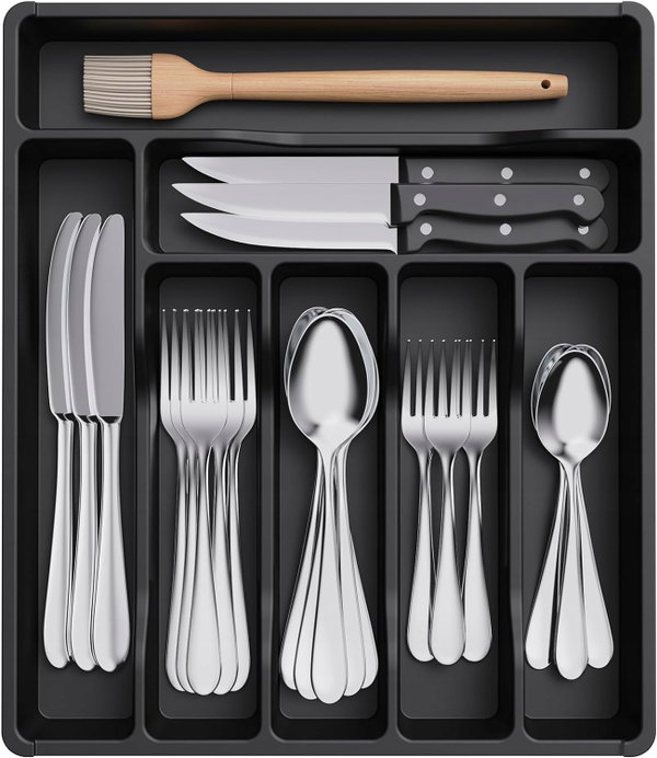 Organizer do szuflady kuchennej na sztućce czarny 36,1x31,2x4,6 cm Lifewit
