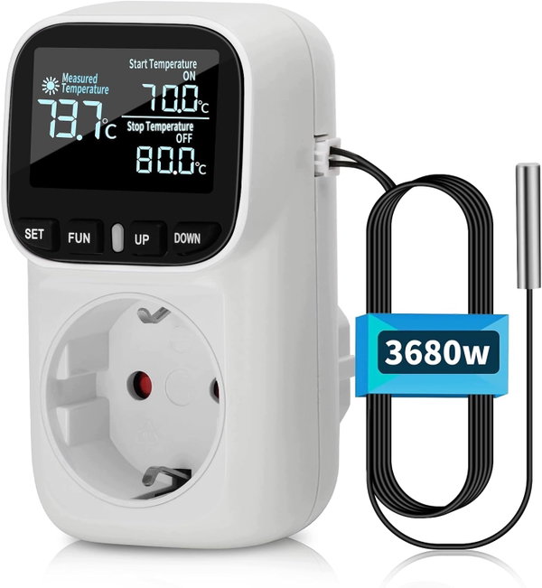 Termostat elektroniczny z odłączaną sondą i gniazdkiem 230V Diymore