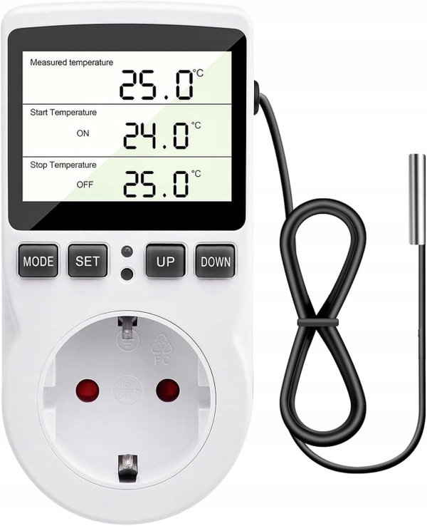 Termostat elektroniczny z sondą i gniazdkiem 230V Diymore