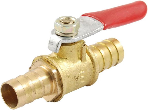 Zawór kulowy mosiężny 10 mm na wąż, dźwignia 90° Uxcell