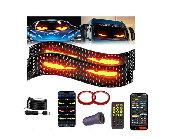 Wyświetlacz RGB 2szt LED 16x64 92x374mm Pilot + Bluetooth Oczy diabła