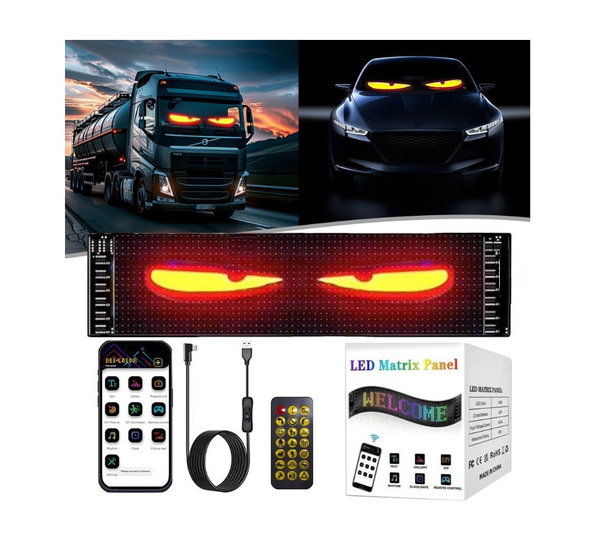 Wyświetlacz RGB LED 16x96 Rozmiar 120x595mm Pilot + Bluetooth Oczy diabła
