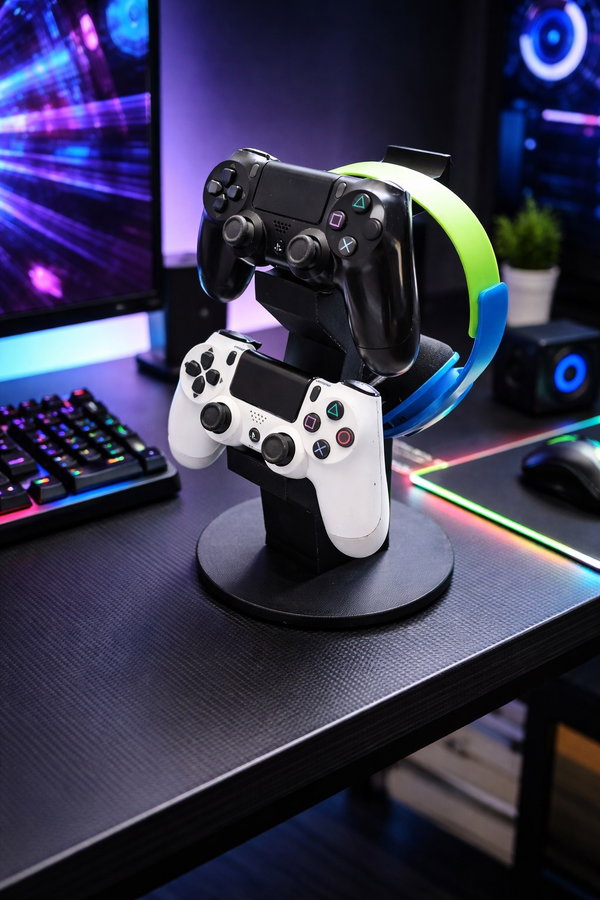 Podwójny stojak na pady i słuchawki Playstation PS PC Xbox
