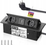 Aluminiowe wpuszczane gniazdko do zabudowy 3500 W/16 A 2x gniazda 2x usb