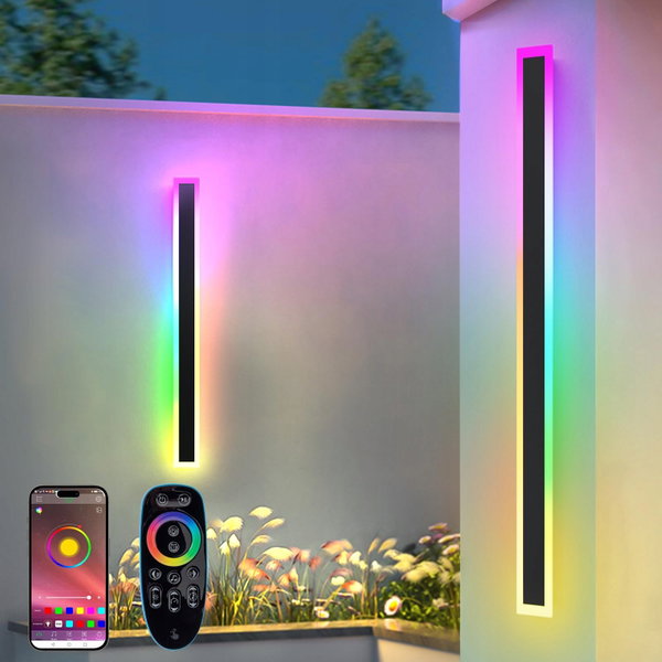 ZIHOI RGB LED Outdoor Wall Lamps 100cm 2-Pack IP65 App Control