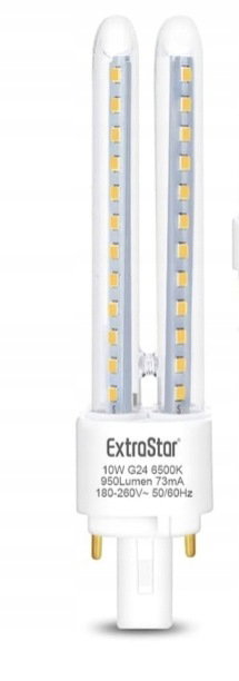 EXTRASTAR 2 Żarówki LED PLC Rura 2U, 15W, Kukurydza G24, 1500Lm, Zimne świa