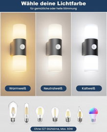 ALLES GUTE Lampa Zewnętrzna E27 z Czujnikiem Zmierzchu IP65 60W Ogród Taras