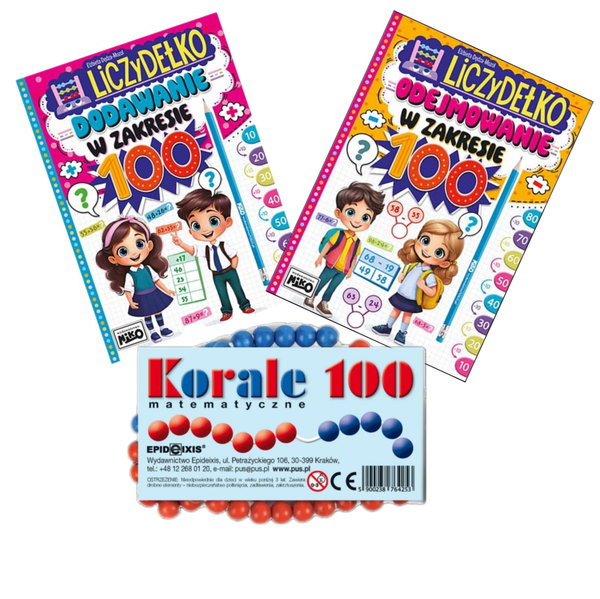 Komplet Liczydełko Dodawanie + Odejmowanie w zakresie 100 + Korale 100 szt.