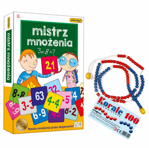 Komplet - Pomoc Dydaktyczna Korale matematyczne 100 + Gra Mistrz Mnożenia