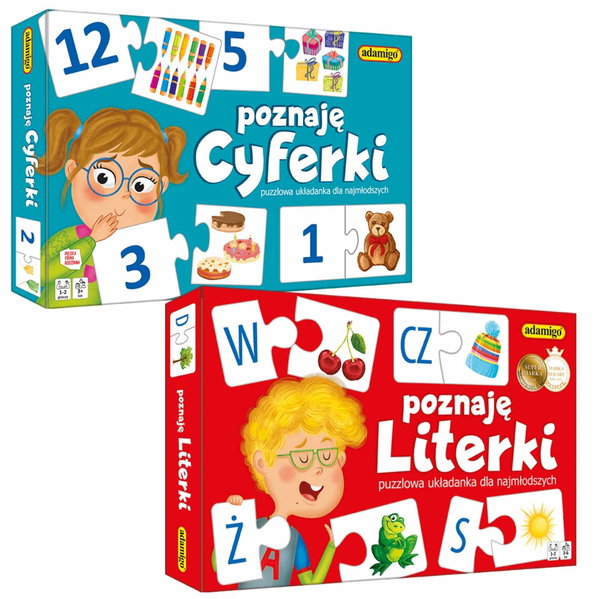 Pakiet Edukacyjny Adamigo - Gra Poznaję Literki + Gra Poznaję Cyferki