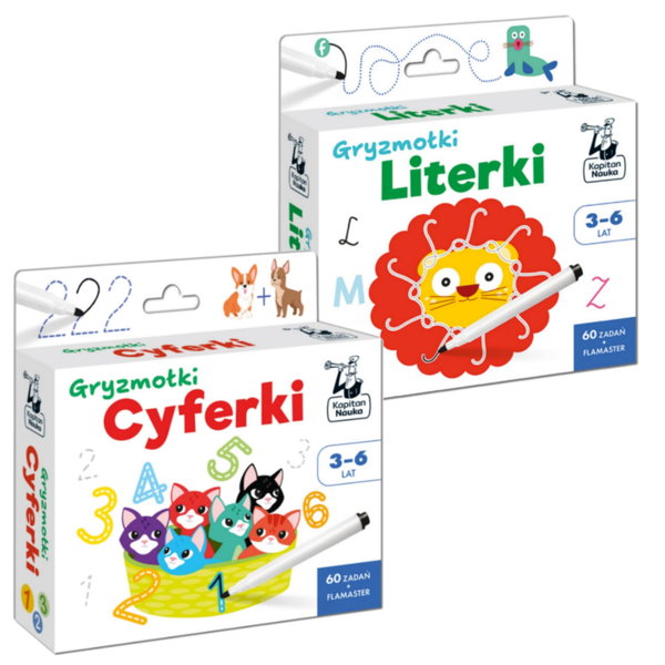 Zestaw Gryzmołki Literki + Cyferki | Gra edukacyjna Kapitan Nauka 3+