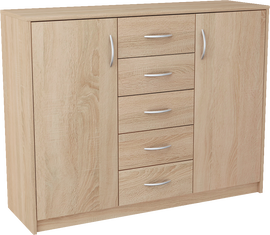 Bestseller Komoda 2 Drzwi 5 Szuflad Sonoma 110cm x 85cm x 35cm K019SONOMA