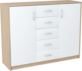 Bestseller Komoda 2 Drzwi 5 Szuflad Sonoma/Biały 110cm x 85cm x 35cm K019S/B