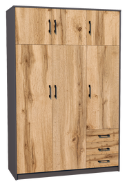 Bestseller Szafa 6 Drzwi 3 Szuflady Grafit/Wotan 193cm x 127cm x 55cm SZ03G/W