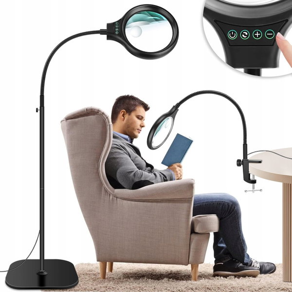 NZQXJXZ 3 w 1 akumulatorowa lupa z lampką i stojakiem, 10x, 36 diody LED
