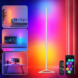 KINGMILE Lampa podłogowa LED RGBIC do salonu ściemnialna 140 cm SMART