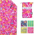 Ręcznik plażowy 4Monster 160 cm x 80cm różowy/zółty