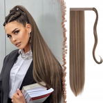 Treska doczepiany kucyk włosy syntetyczne 60cm złoty brąz mieszany blond