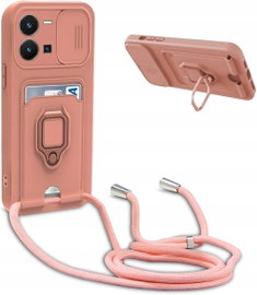 yanasuo etui pokrowiec do Vivo Y22S/Y22 4G łańcuszek,car holder, różowe