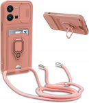 yanasuo etui pokrowiec do Vivo Y22S/Y22 4G łańcuszek,car holder, różowe