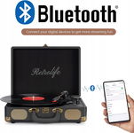 Gramofon Retrolife 3-biegowy, 33/45/78 wbudowane glosniki, bluetooth czarny