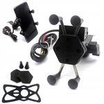UCHWYT MOTOCYKLOWY NA TELEFON POD LUSTERKO METALOWY SOLIDNY MOCNY GUB